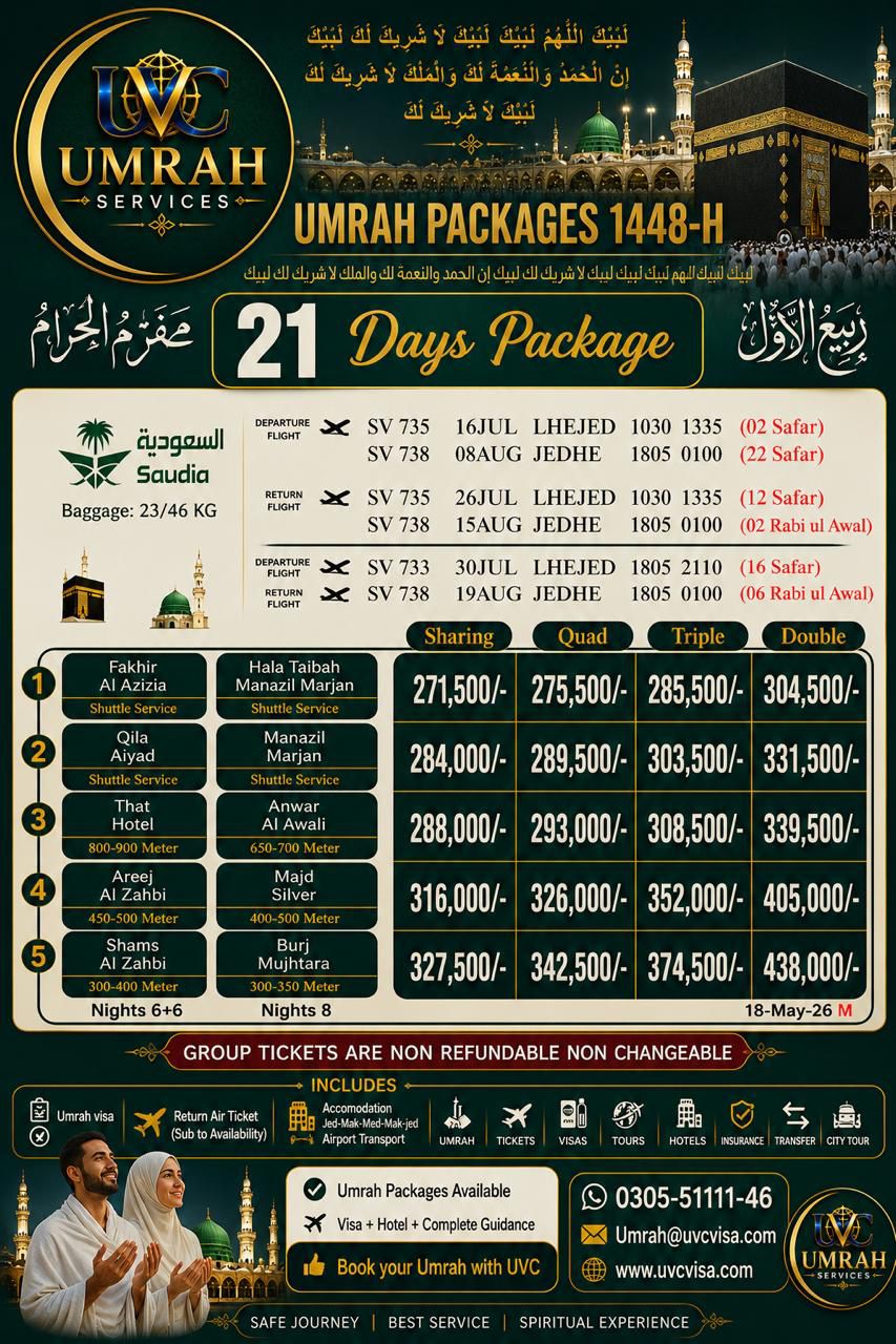 21-Day Umrah — Hotels